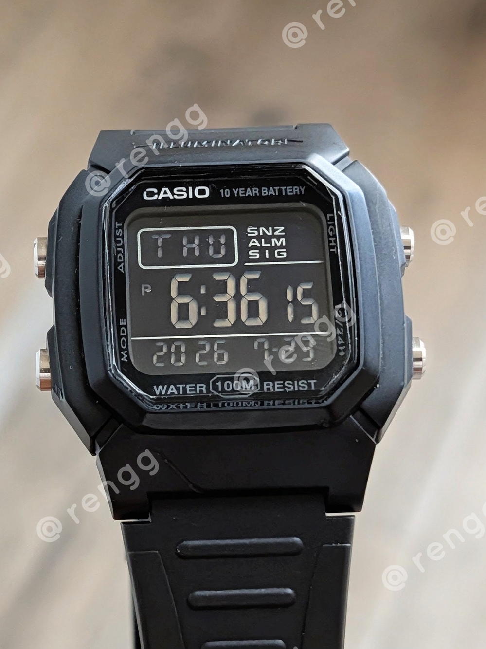 Casio Black Digital Watch with Silver Buttons
